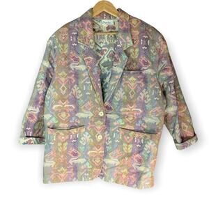 Vintage Serge Azar Paris Purple Southwestern Printed Blazer-M